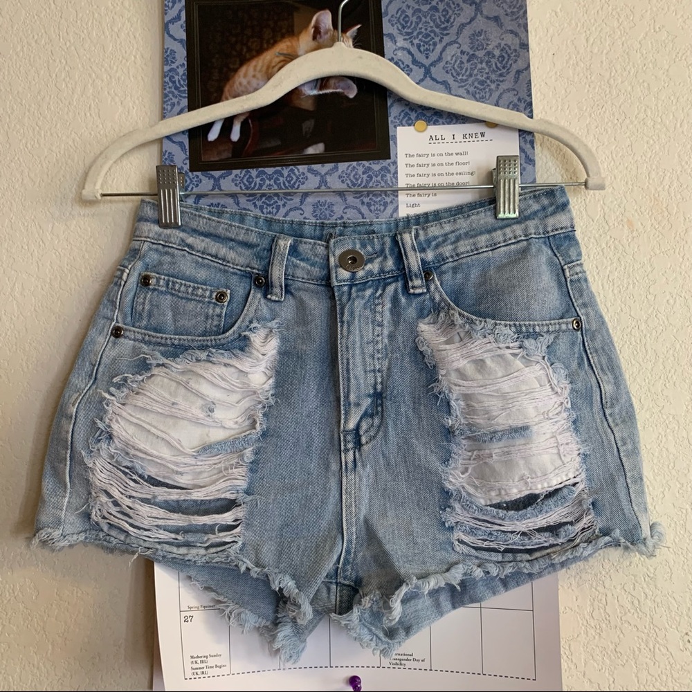 Distressed Denim Shorts